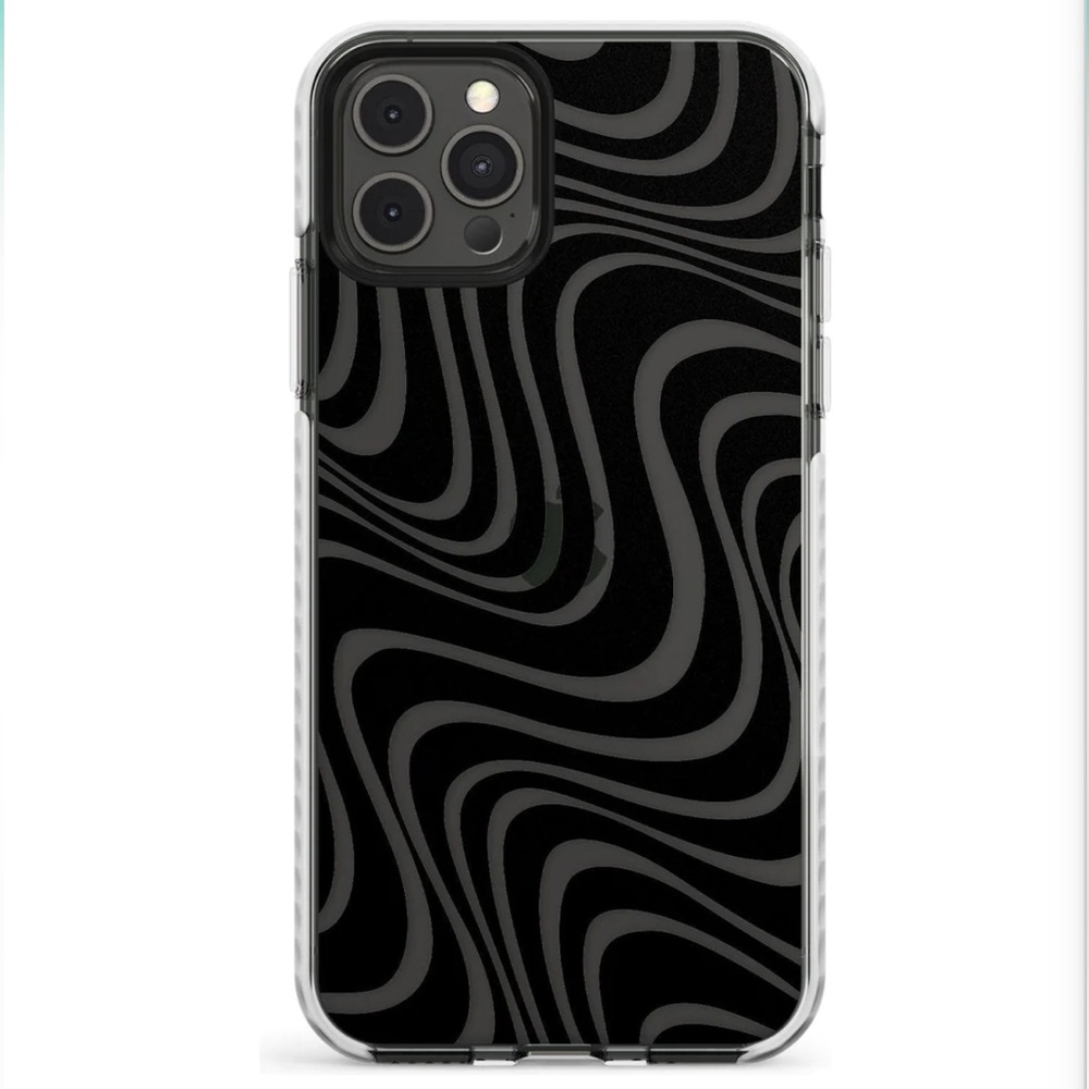 iPhone 12 Pro impact Case Black Waves Abstract from Blanc Space